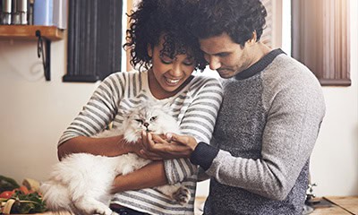 Couple holding their cat Couple holding their cat
